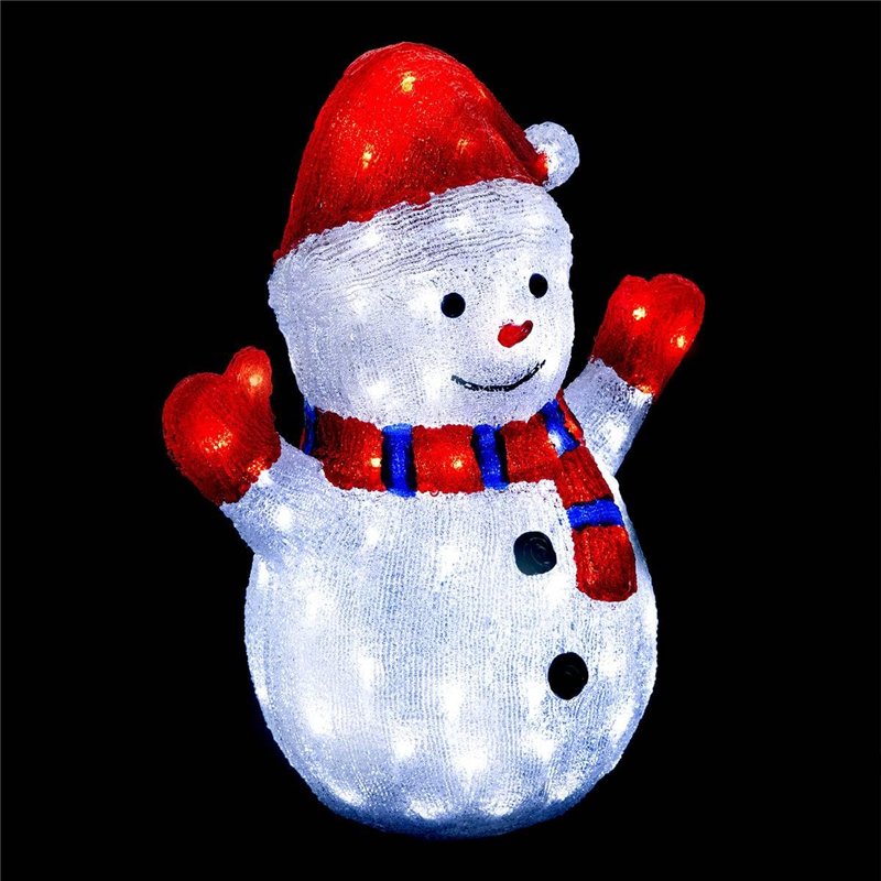 Feeric Lights et Christmas - Bonhomme de Neige Lumineux extérieur h48cm 90 LED à Panneau Solaire