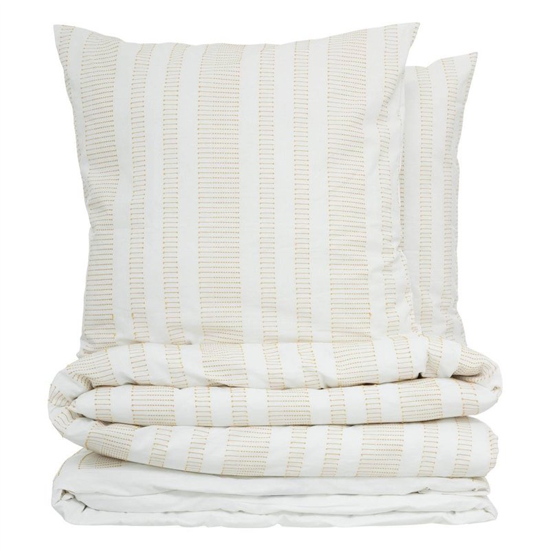 Atmosphera - Parure de lit ISAO Coton Blanc Jaune 260x240cm