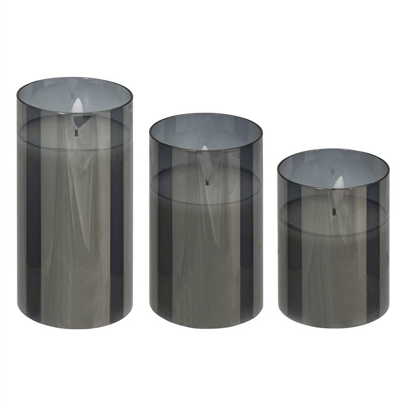 Atmosphera - Coffret 3 bougies led sena noir h10 12 15cm