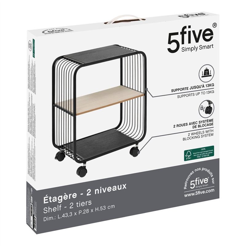 Image secondaire de 5five - étagère 2 Niveaux en métal et Bois Noir