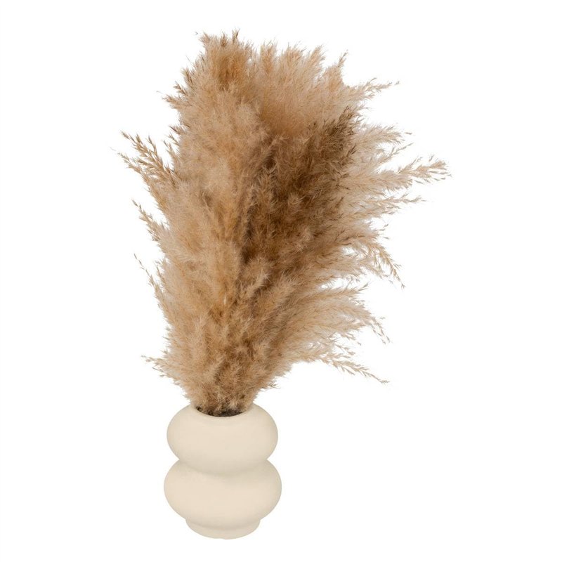 Atmosphera - Composition Florale avec Vase Glen Vase en céramique Blanc h42cm