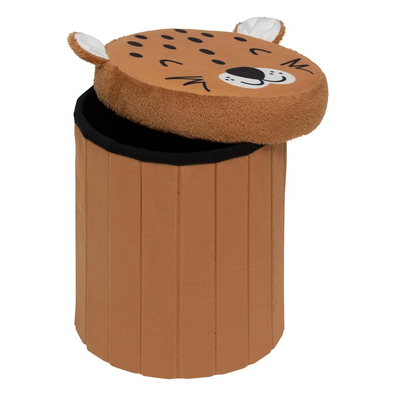 Image secondaire de Atmosphera - Pouf-Coffre Enfant léopard Pliant anoki Orange d30x36cm