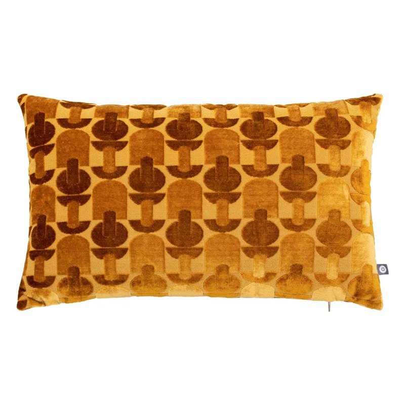 Atmosphera - Coussin Luna Jacquard Velours Ocre 30x50cm