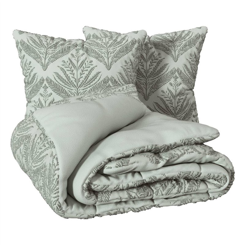 Atmosphera - Parure de lit 3 pièces Wild Jacquard Vert céladon 240x220cm