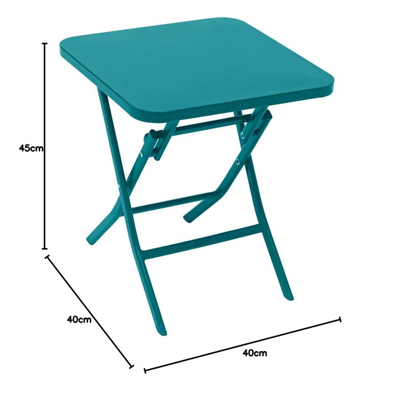 Image secondaire de Hespéride - Table d'appoint de Jardin Carrée Greensboro Bleu Canard - 40 x 40 cm - Acier Traité Epoxy Antirouille