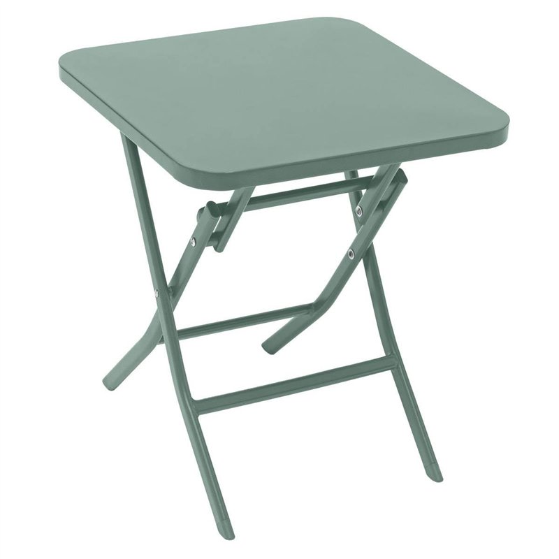Hespéride - Table d'appoint de Jardin Carrée Greensboro Vert Olive - 40 x 40 cm - Acier Traité Epoxy Antirouille