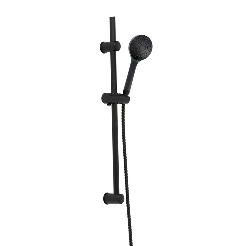 Tendance - Kit colonne 70cm douchettes 3 fonctions flexible acier inox 150 cm - noir mat