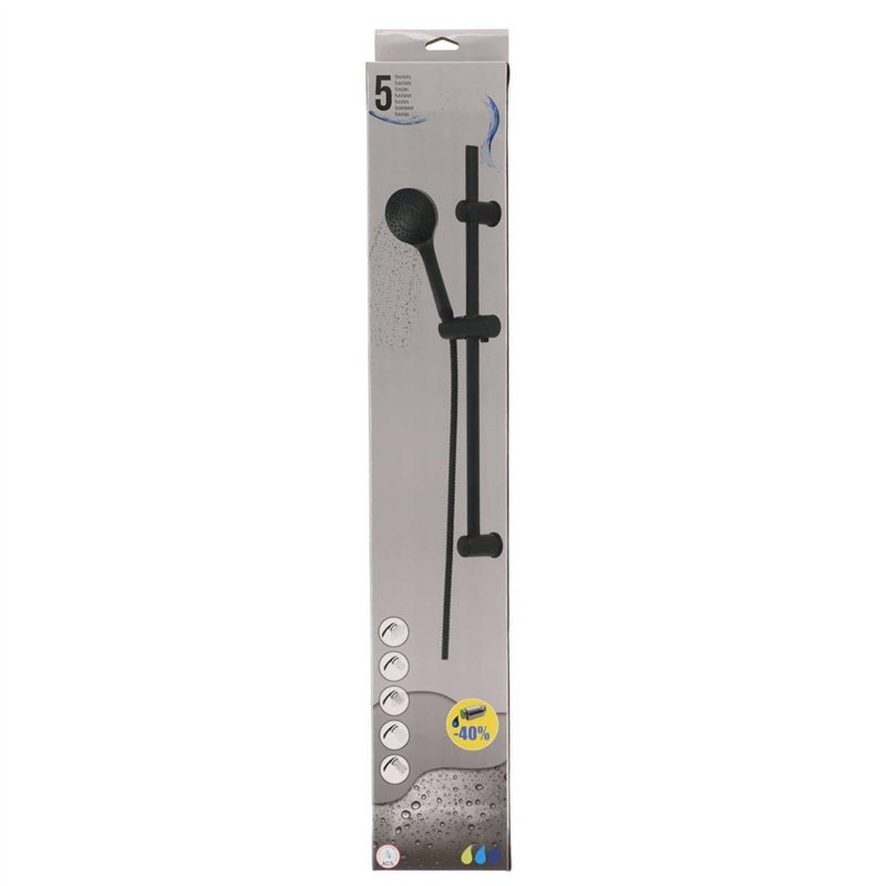 Image secondaire de Tendance - Kit colonne 70cm douchettes 3 fonctions flexible acier inox 150 cm - noir mat
