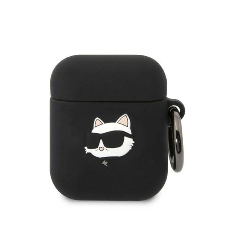 Karl Lagerfeld Silicone NFT Choupette Head 3D Coque AirPods 1/2 gen, Noir