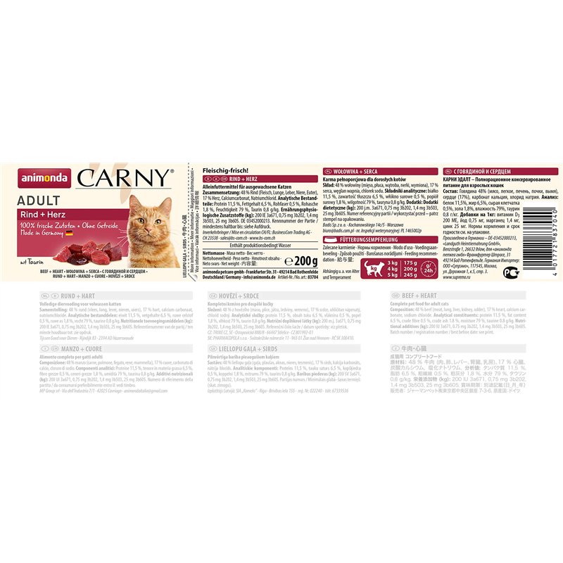 Image secondaire de Animonda Carny Adult - Boeuf avec Coeur - 6 x 200 g
