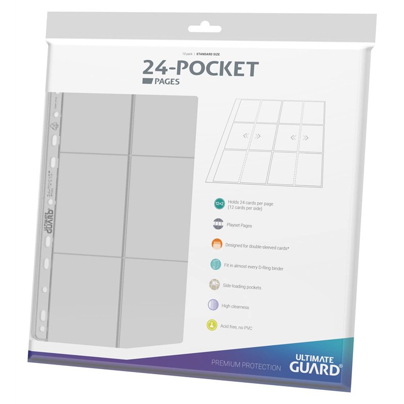 Ultimate Guard UGD011321 QuadRow Pages 24 poches latérales transparentes (10) pages de classeur double face pour cartes à collectionner