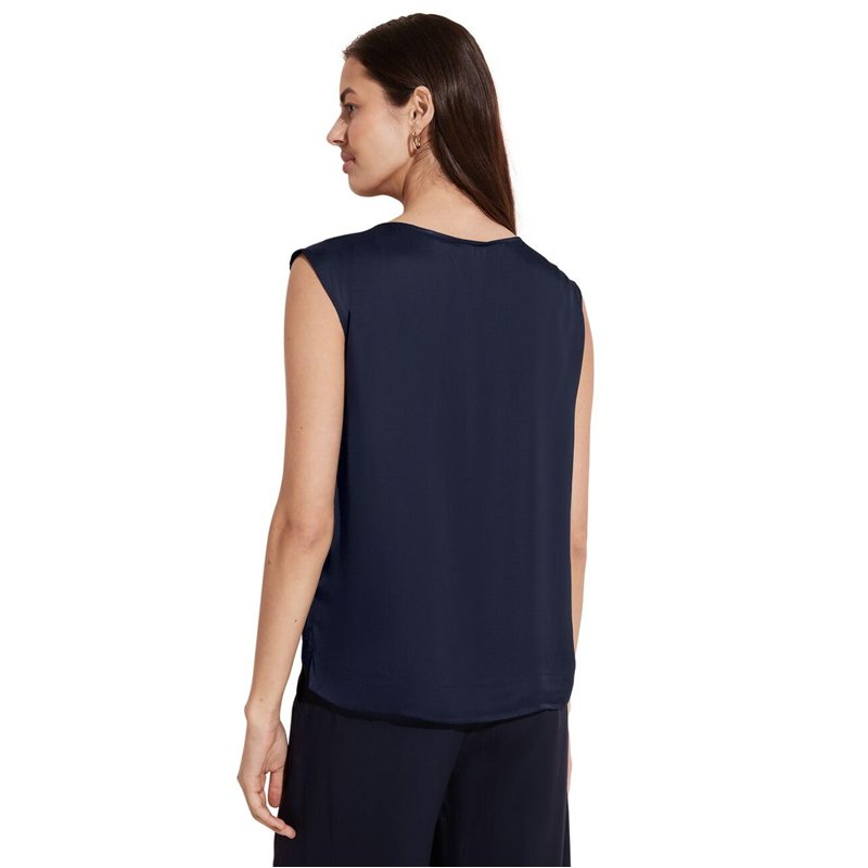 Image secondaire de STREET ONE A344656 Haut en Satin, Bleu Foncé, 38 Femmes T-Shirt
