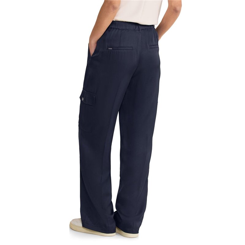 Image secondaire de STREET ONE Droite en Satin-Coupe Décontractée, Bleu Foncé, 38W x 32L Femme