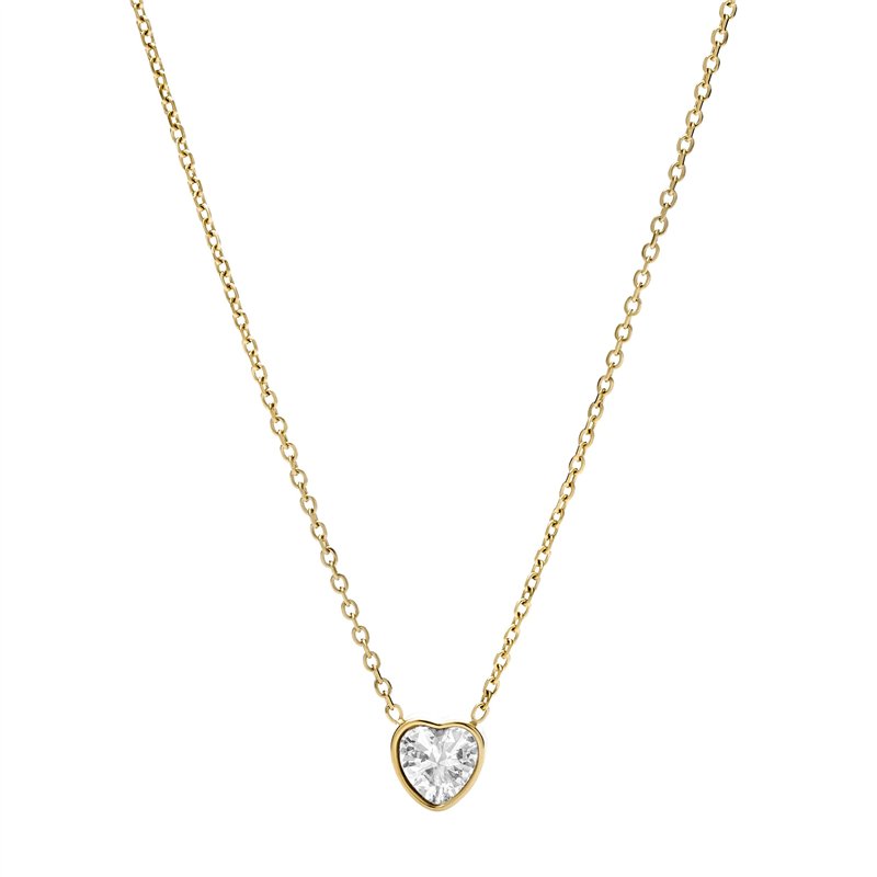 Fossil Collier Pour Femmes Sutton, L : 406.4mm +50.8mm L : 6.5mm Collier En Acier Inoxydable Doré, JF03937710