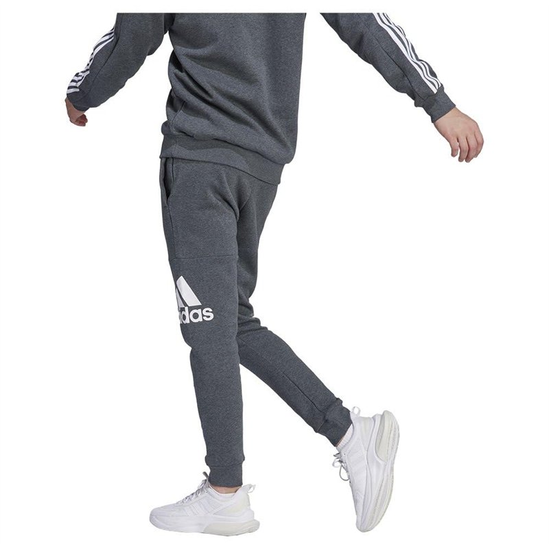 Image secondaire de adidas Homme Essentials Fleece Tapered Cuff Big Logo Pants, Dark Grey Heather, XS