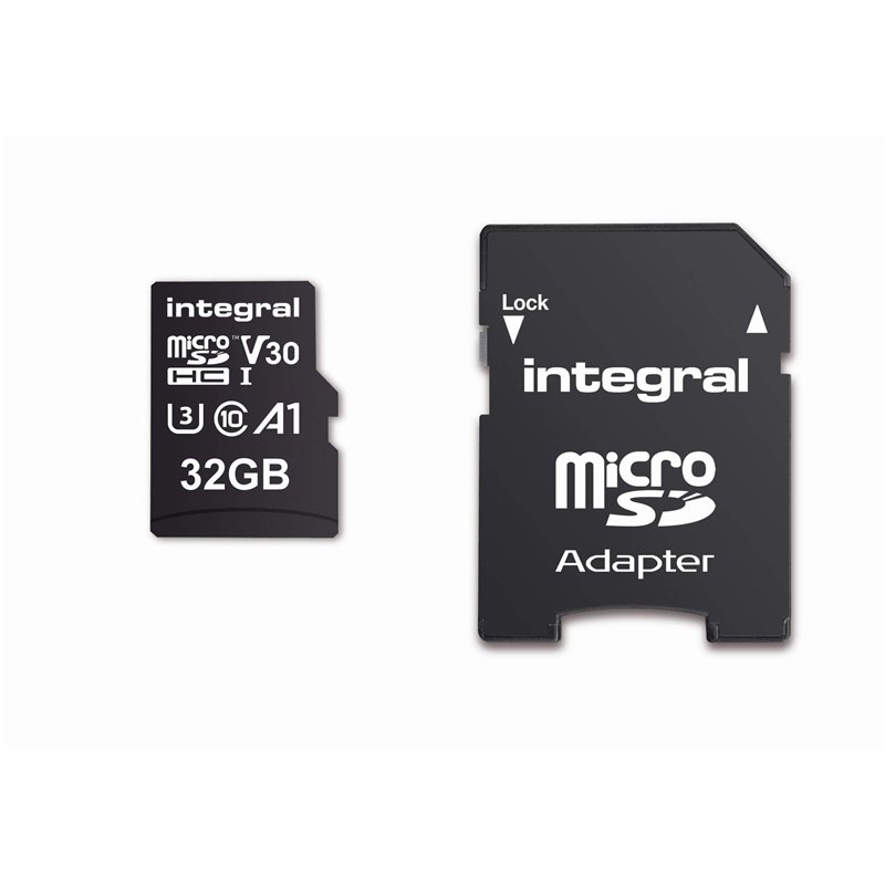 Image secondaire de Integral Carte Mémoire 32 Go microSDxC Premium Haute Vitesse jusqu'à 100 Mo/s en Lecture, 30 Mo/s en Ecriture, V30 UHS-I U3 + Ad
