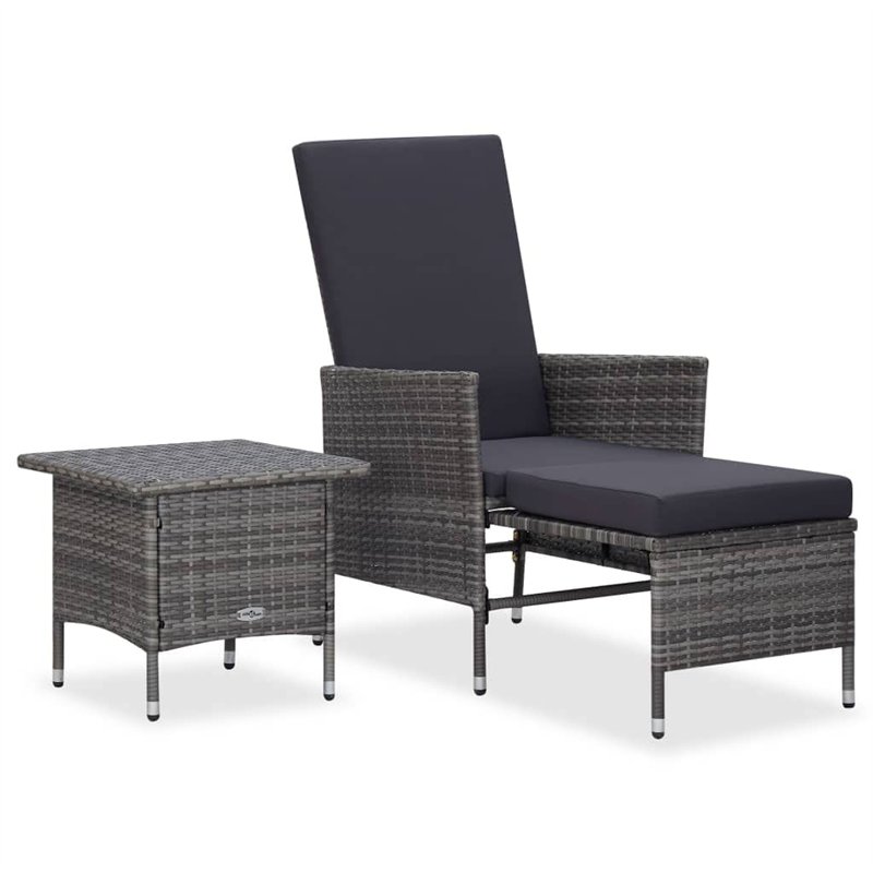 loungesets - VDXL 2-delige Loungeset met kussens poly rattan grijs - N/A - Grijs