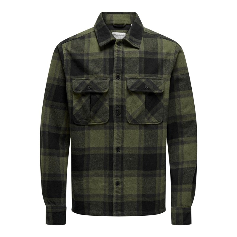 ONLY & SONS Onscedric Life Check Overshirt Noos Veste Chemise, Marron, M Hommes