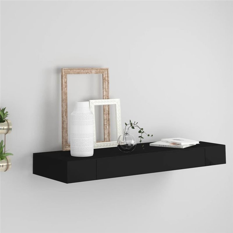 Image secondaire de vidaXL Etagère Murale Flottante avec Tiroir Etagère d'Affichage Suspendue Meuble de Rangement Etagères à Livres Salon Maison Int