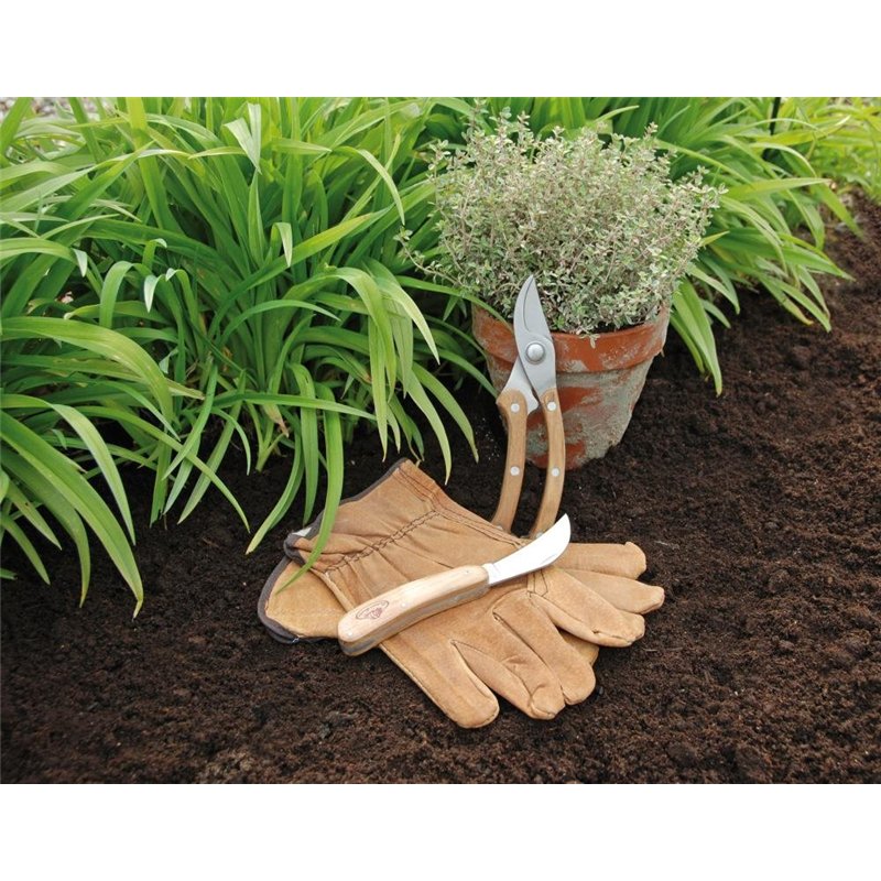 Image secondaire de Esschert Design Set de Coupe Jardinage 3 pièces avec Gants en Cuir, Couteau de Jardinage et sécateur