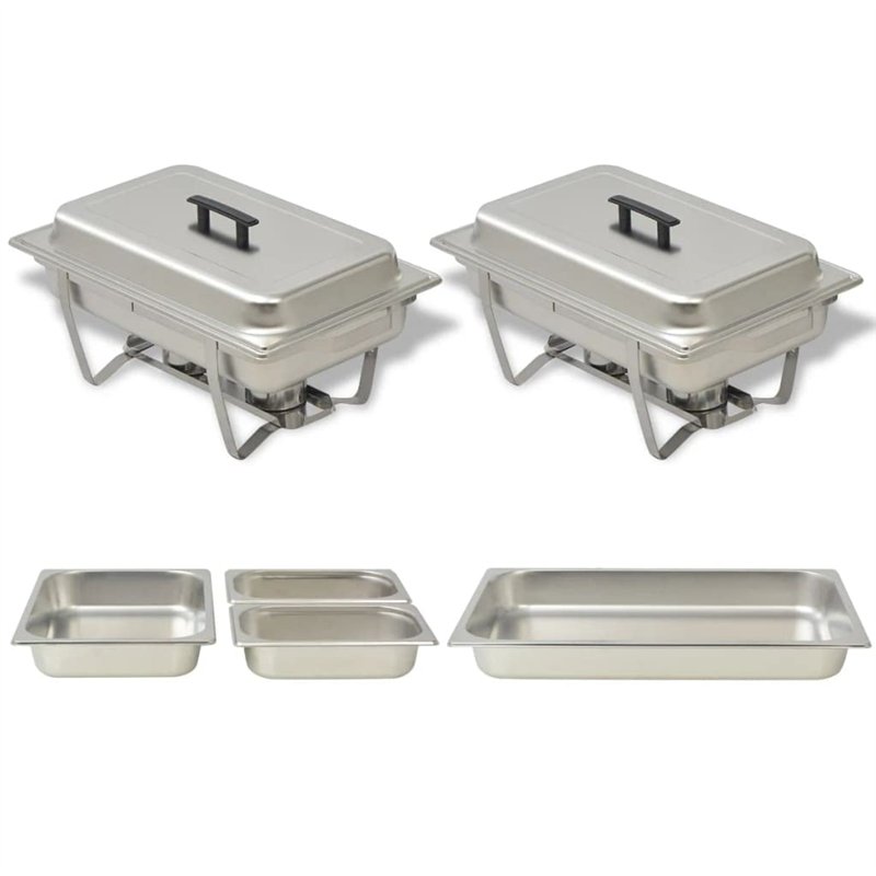 vidaXL Ensemble de chauffe-plats 2 pcs Acier inoxydable