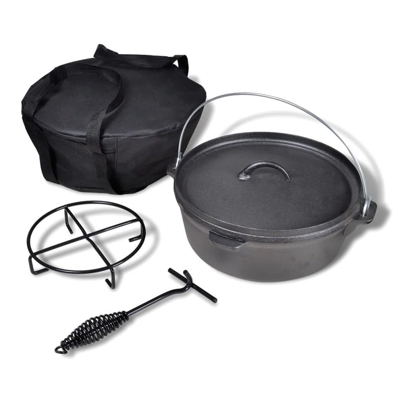 vidaXL Four néerlandais avec Accessoires Inclus 5,6 L Pot Casserole pour Camping
