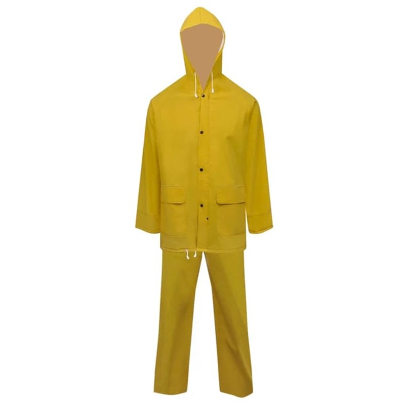 vidaXL Imperméable Robuste 2 pièces avec Capuchon et Salopette Jaune M pour randonnée