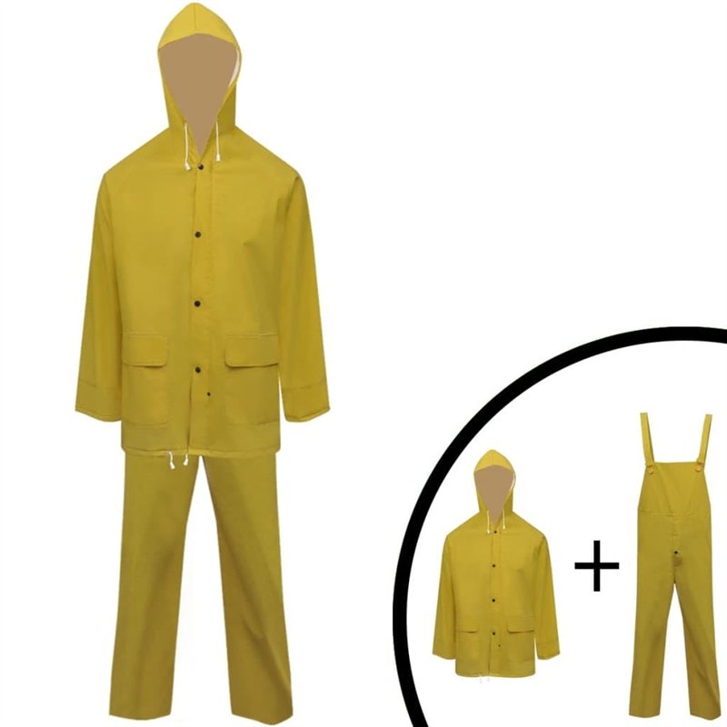 Image secondaire de vidaXL 2X Imperméable Robuste avec Capuchon et Salopette Jaune XL Randonnée