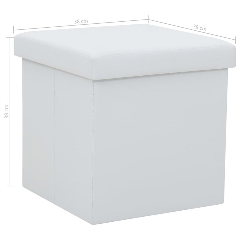 Image secondaire de vidaXL Tabouret Rangement Pliable Similicuir Blanc Coffre Stockage Siège Pouf
