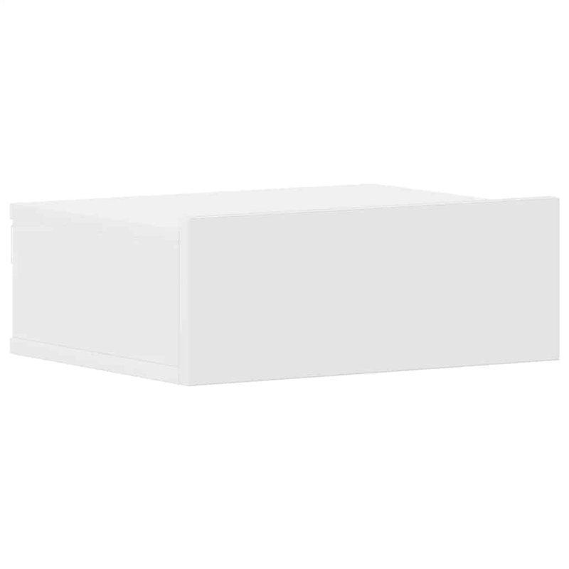 vidaXL Table de Chevet Flottante, Armoire de Lit Murale, Table de Nuit, Meuble de Chambre à Coucher Maison Intérieur, Blanc Bois