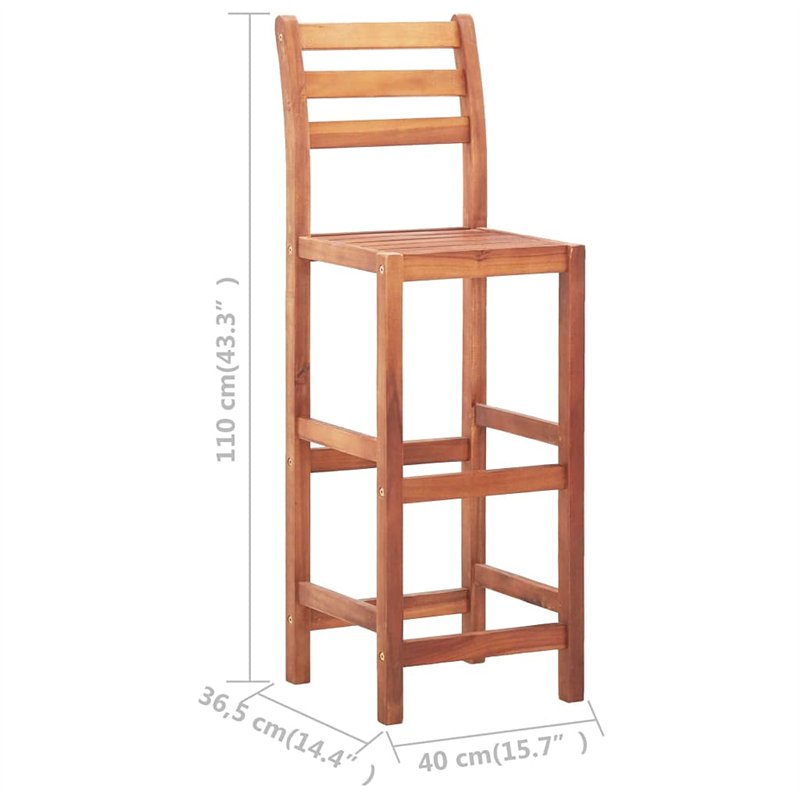 Image secondaire de vidaXL Lot de 2 chaises de Cuisine en Bois d'acacia Massif
