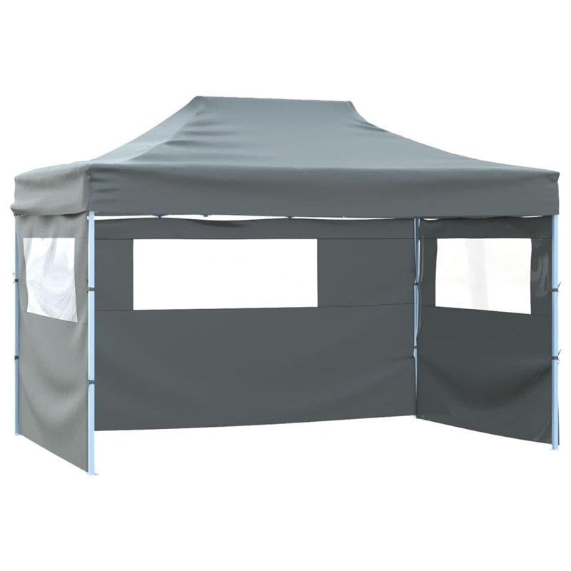 vidaXL Tente de Réception Pliable avec 3 Parois Tonnelle de Jardin Tonnelle de Patio Pavillon de Terrasse Auvent d'Extérieur 3x4
