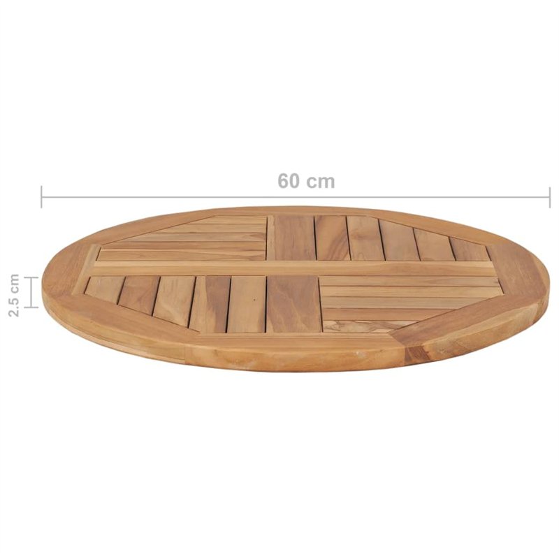 Image secondaire de VidaXL Plateau de Table Rond en Teck Massif 2,5 cm x 60 cm