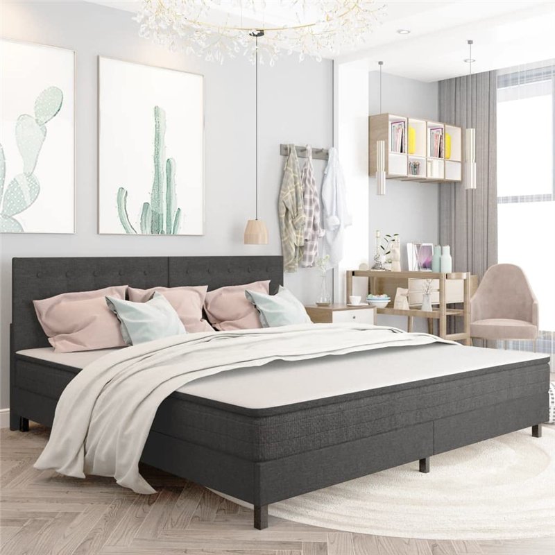 Image secondaire de Testiera Letto Trapuntata Grigio Scuro in Tessuto 200x200 cm