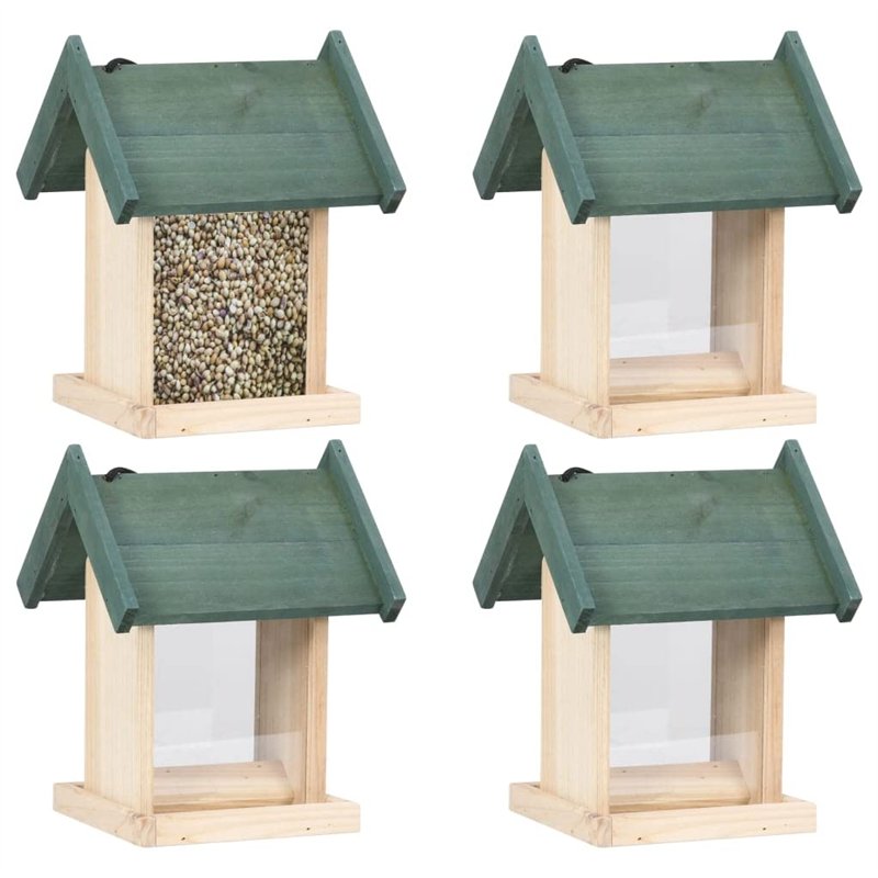 vidaXL Lot de 4 mangeoires à Oiseaux en Bois de Sapin