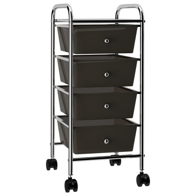 VidaXL Chariot de rangement mobile à 4 tiroirs Noir Plastique