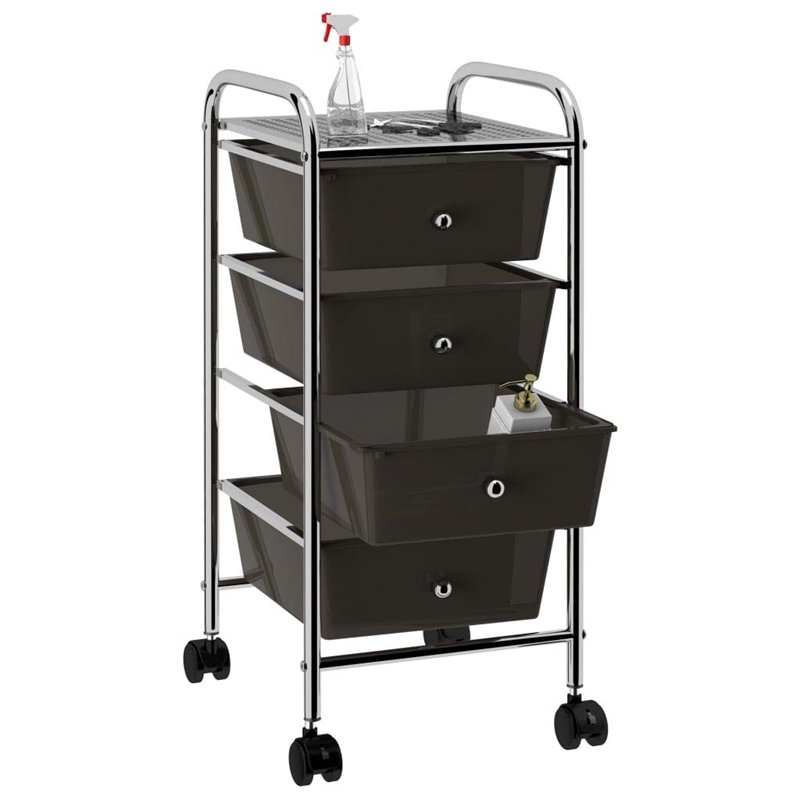 Image secondaire de VidaXL Chariot de rangement mobile à 4 tiroirs Noir Plastique