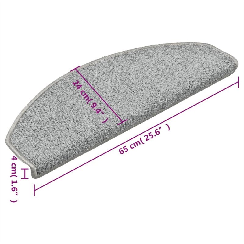 Image secondaire de VidaXL Tapis de marches d'escalier 15 pcs Gris clair 65x24x4 cm