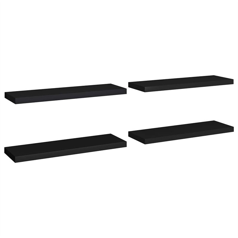VidaXL Étagères murales flottantes 4 pcs Noir 80x23,5x3,8 cm MDF