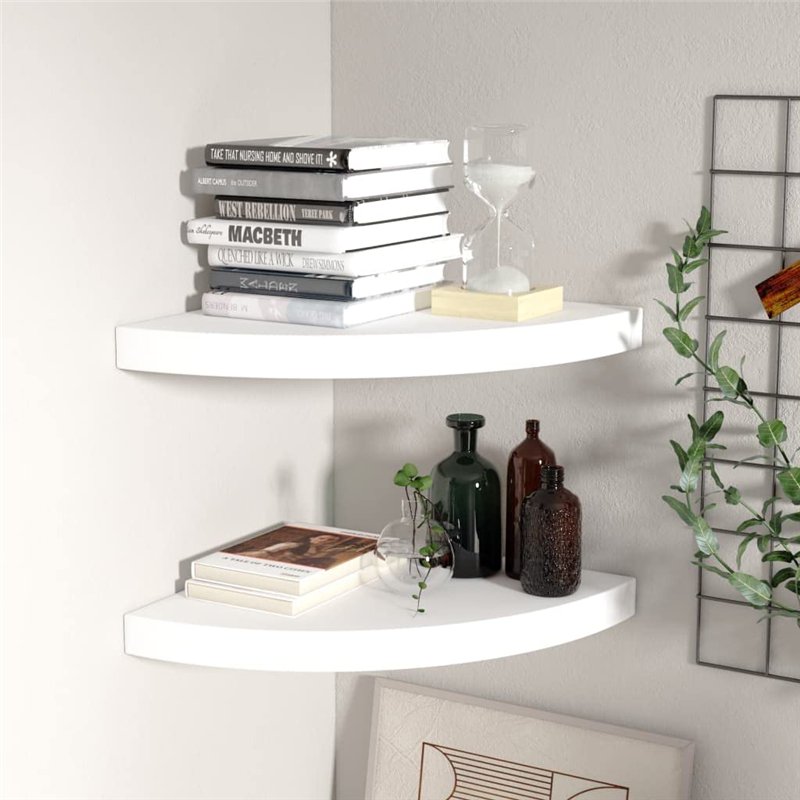 Image secondaire de VidaXL Étagères d'angle flottantes 2 pcs Blanc 35x35x3,8 cm MDF