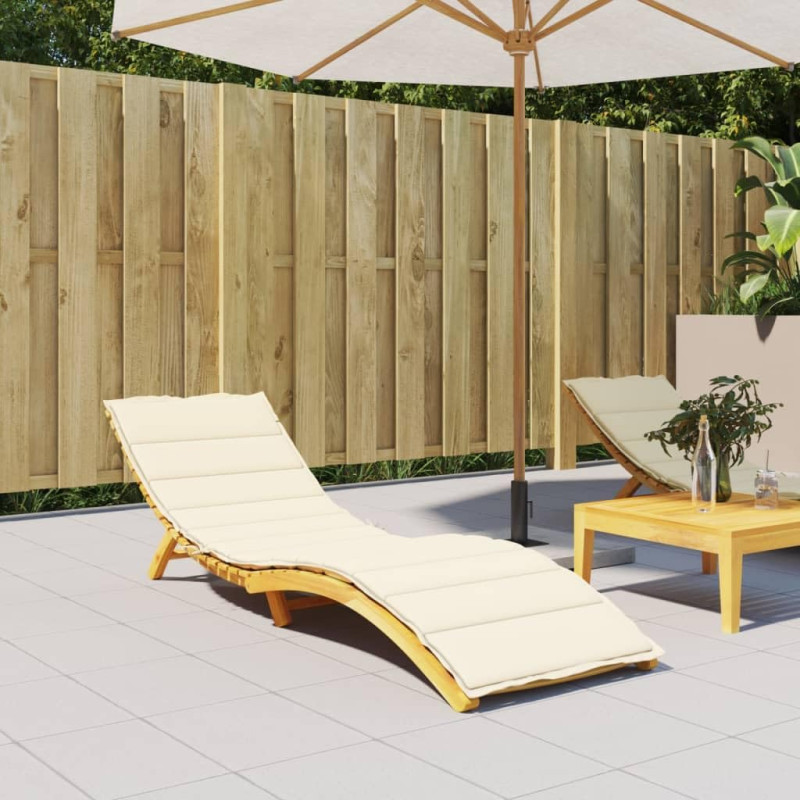 Image secondaire de VXL Coussin pour chaise longue en tissu couleur crème 200 x 60 x 4 cm