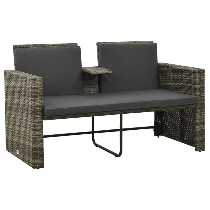 Image secondaire de VidaXL Salon de jardin 3 pcs avec coussins Résine tressée Gris