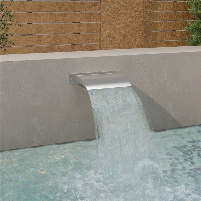 Image secondaire de vidaXL - Pool-Wasserfall Silber 45x9x26 cm Edelstahl