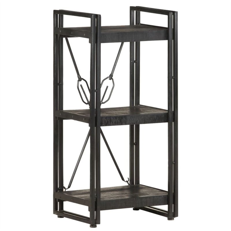 vidaXL - Bücherregal 3 Fächer Schwarz 40x30x80 cm Mango Massivholz
