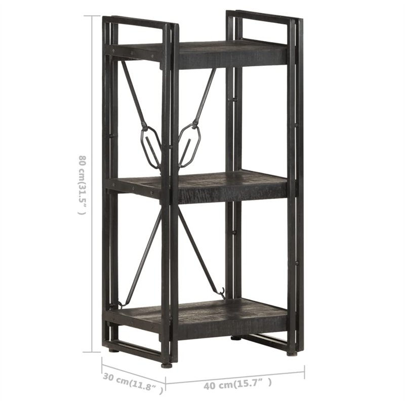 Image secondaire de vidaXL - Bücherregal 3 Fächer Schwarz 40x30x80 cm Mango Massivholz