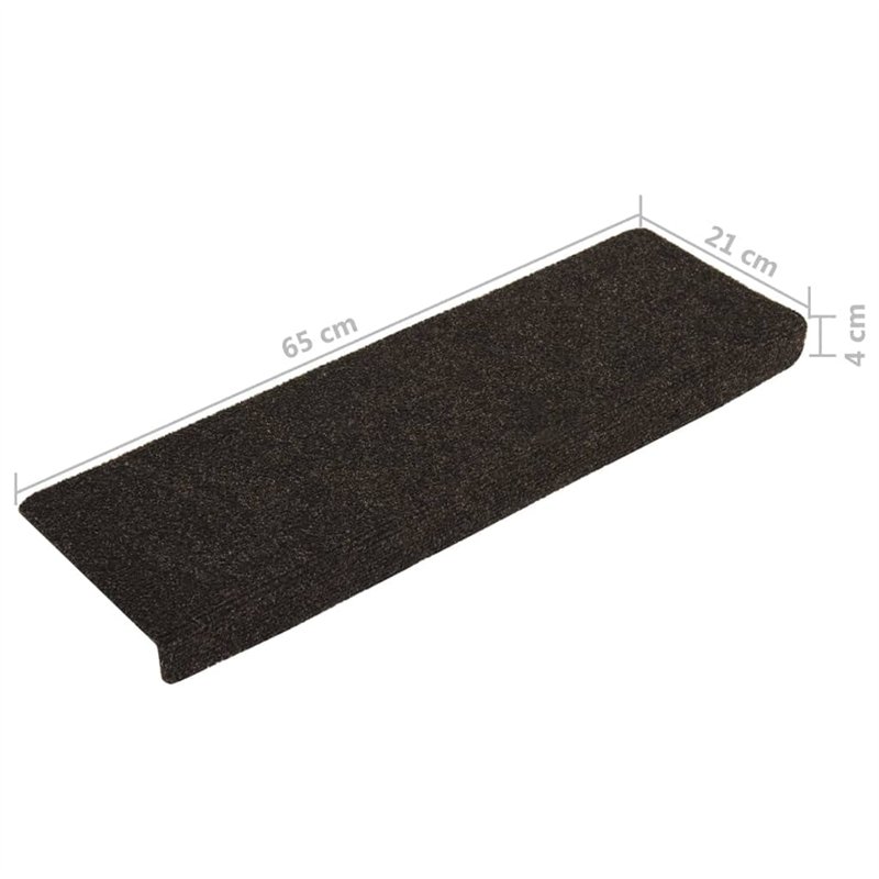 Image secondaire de Bussandri Exclusive Lot de 15 tapis d'escalier en non-tissé aiguilleté Marron 65 x 25 cm