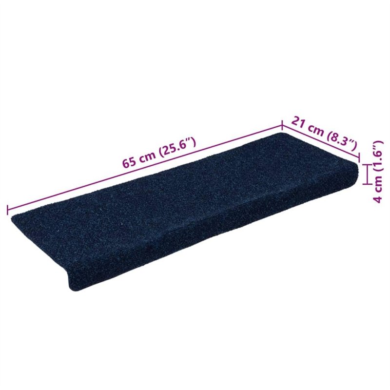 Image secondaire de VidaXL Tapis d'escalier 15 pcs Tissu aiguilleté 65x25 cm Bleu