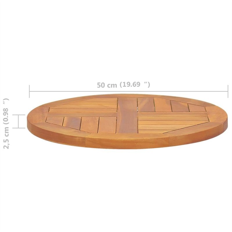 Image secondaire de Dessus de table Bois de teck solide Rond 2,5 cm 50 cm