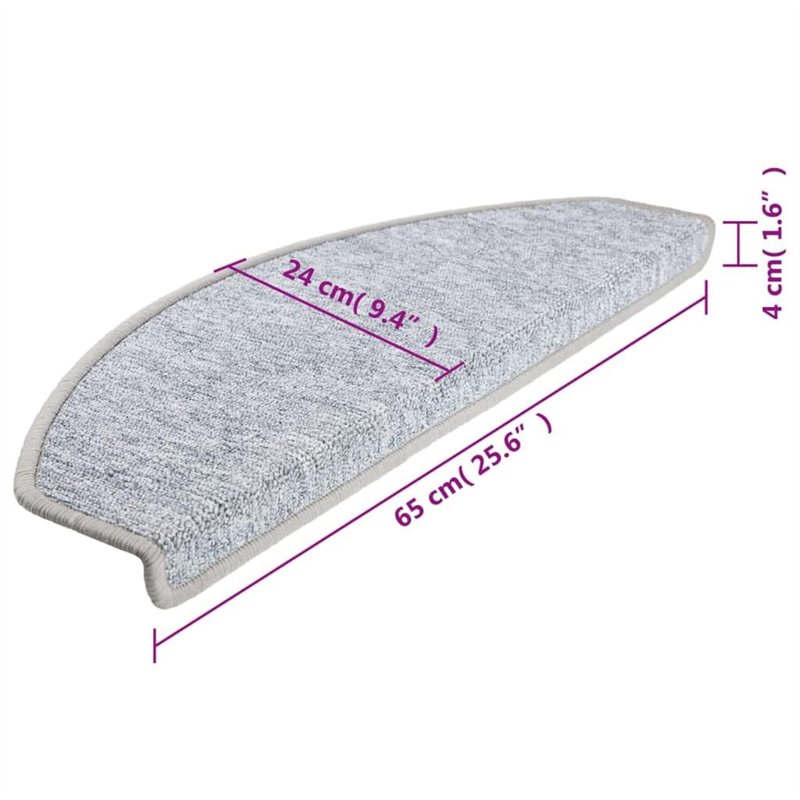 Image secondaire de Tapis d'escalier 10 pcs 65x24x4 cm Gris clair