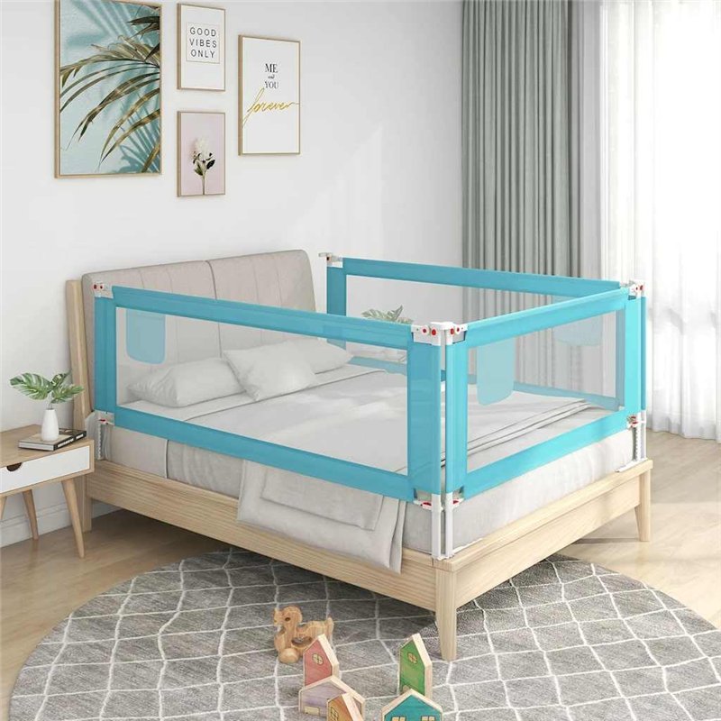 Image secondaire de vidaXL Barrière de lit pour enfant Bleu 200 x 25 cm Tissu